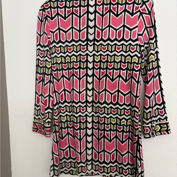 Tory Burch Pink and Green Geometric Top - Picture 2 of 5